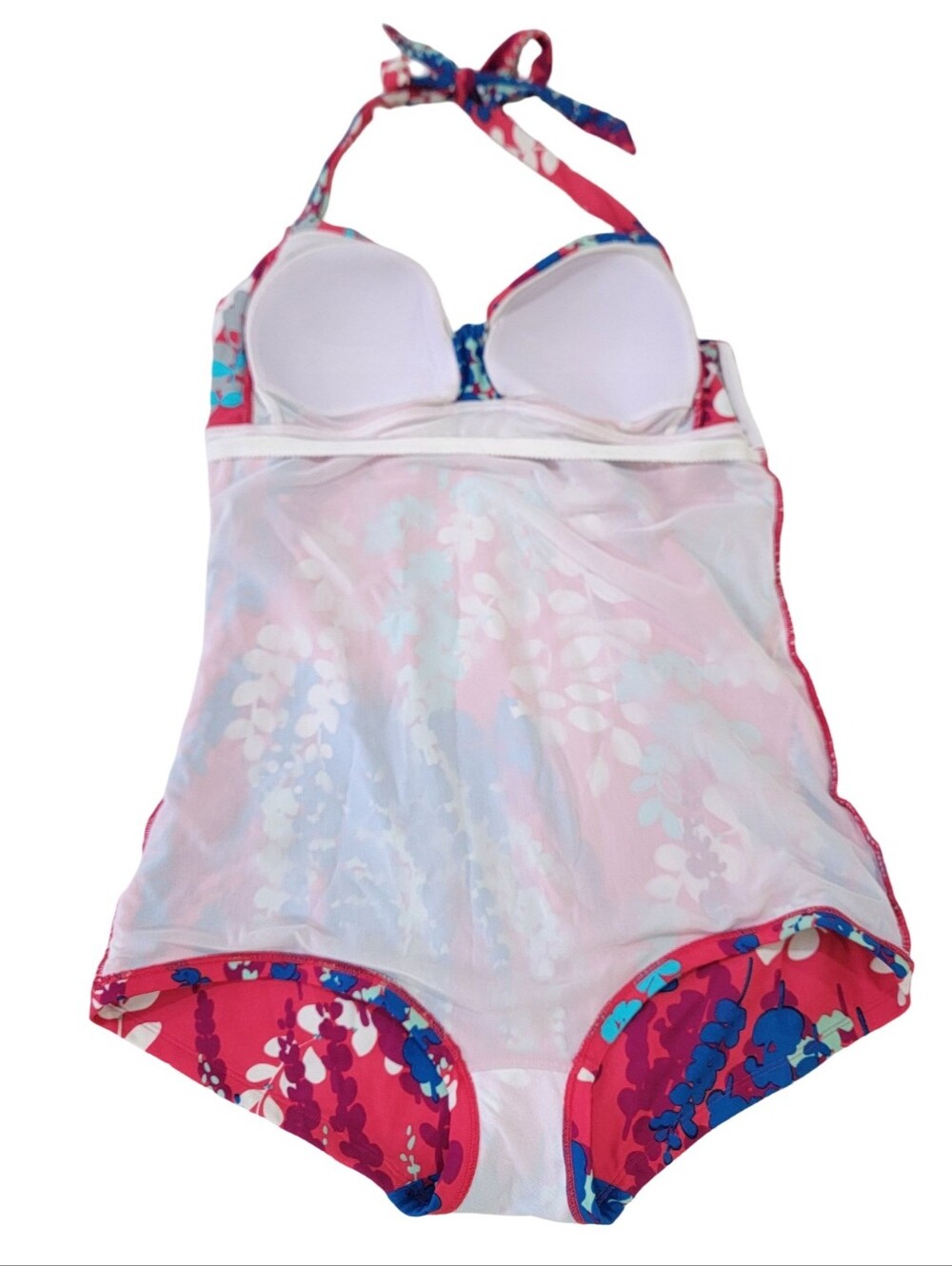 Boden Halter One Piece Bathing Swimsuit Retro Floral Pink Blue Women’s Size 10 - Picture 6 of 17